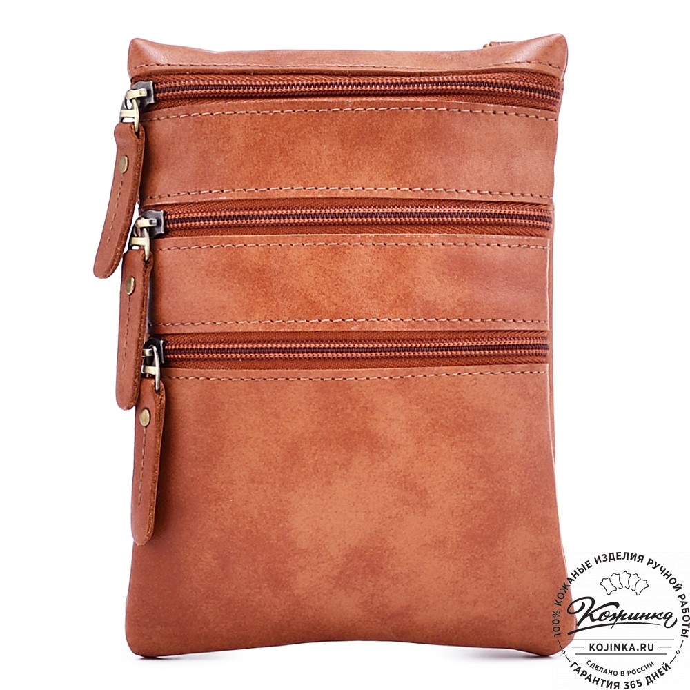 Кожаная сумка "Аллен макси" (рыжая гладкая кожа)